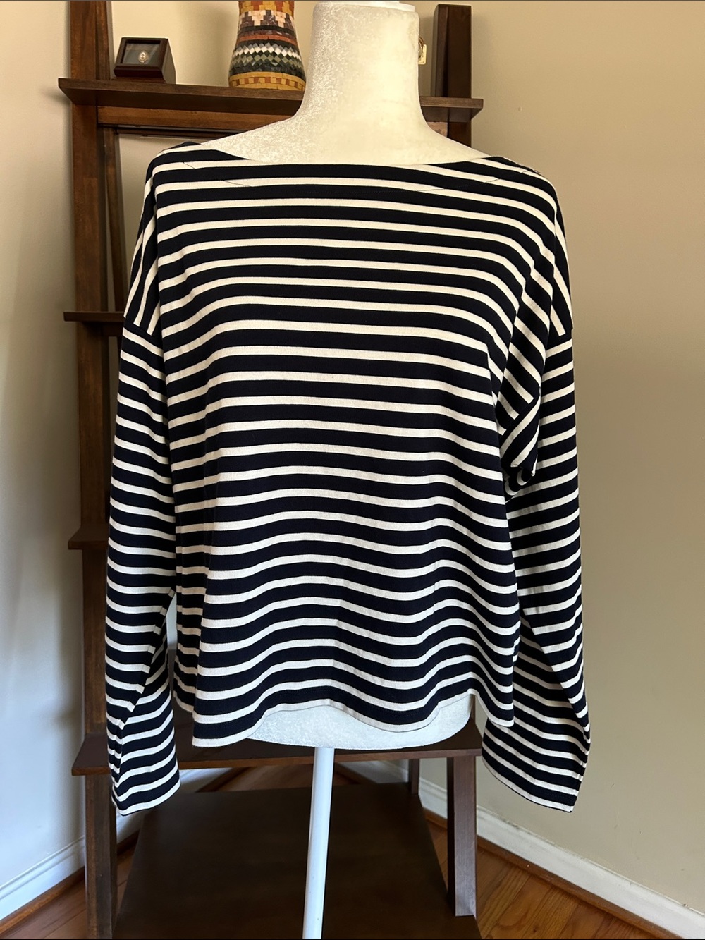 Lauren Ralph Lauren Navy and White Striped Long Sleeve Top